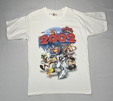 Vintage Six Flags Sz M Looney Tunes Graphic Y2K Bugs Bunny Taz T-Shirt 2002