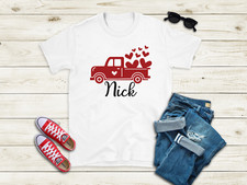 Personalized Valentines Day Hearts Truck T-shirt Outfit Boys Shirt 2T-XL