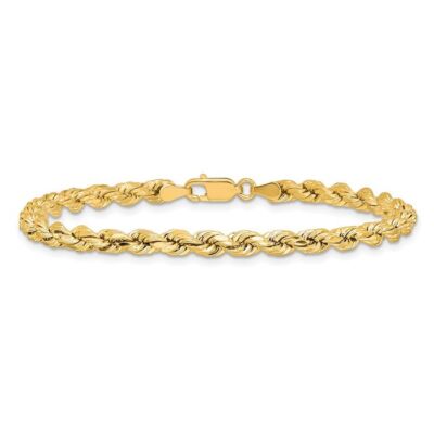 14 Karat massives Gelbgold 4 mm Seil Kette Armband
