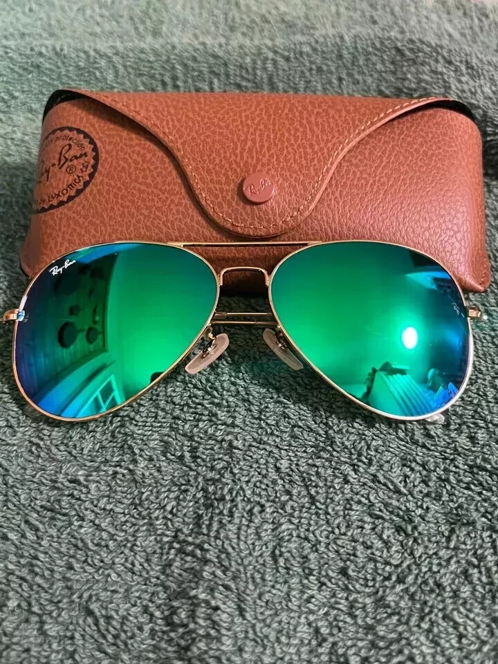 Ray-Ban Aviator Sunglasses RB3025 62-14mm Gold frame/Green  display picture 1