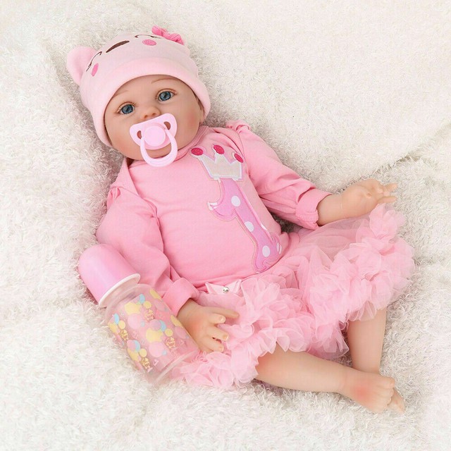 reborn baby dolls girl look real silicone pink outfit 22 inches
