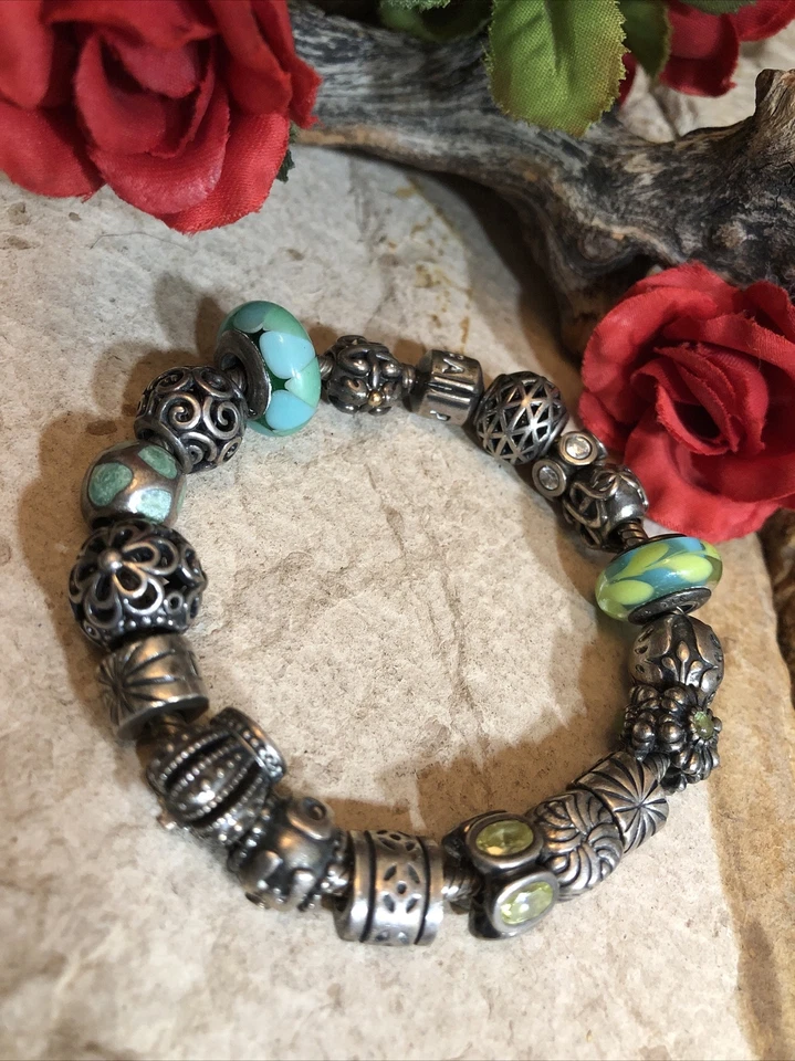 PANDORA Sterling 925 Mom, Medic symbol, Crown 16 Charms 2 stopper Bracelet 6 3/4 - Image 4 of 4