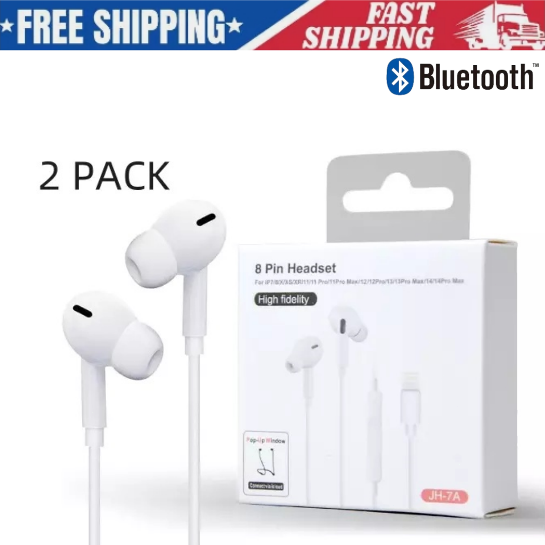 Earphones Headphones For Apple iPhone Pro/14/13/12/11/X Bluetooth Wired Earbuds