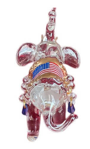 Patriotic Blown Glass Elephant Covered with American Flag Luck Art Glass - Picture 7 of 12