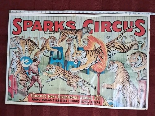 Antique Sparks Circus Carnival poster 33 1/2" X 22" - Picture 11 of 17