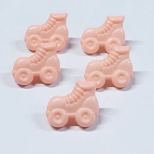 Vtg DILL Plastic Buttons Lt Pink Roller Skates Shank 5ct 16MM Novelty Baby Craft