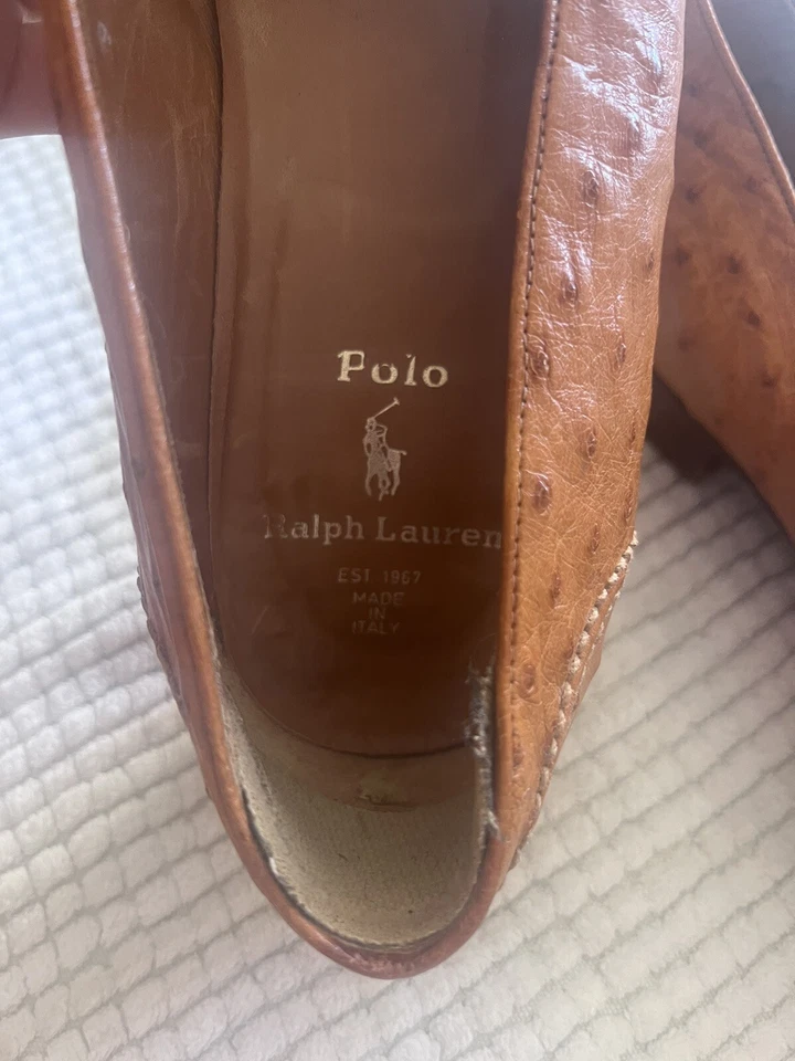 EXCELLENT | POLO RALPH LAUREN 9 D GENUINE OSTRICH FULL QUILL LOAFERS SHOES - Image 4 of 4