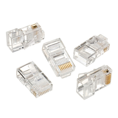 Netzwerkstecker Draht Modular Crimp Stecker RJ45 8P8C CAT5 5e Geschirmt 100 Stk