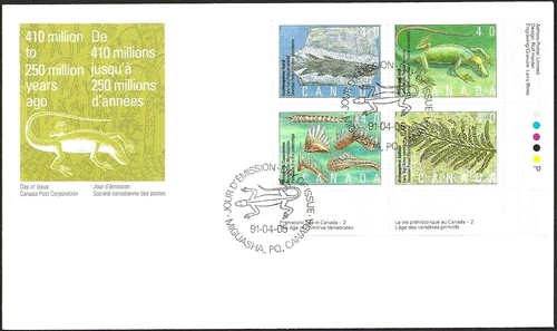 🍁Canada  #1309a LRpb  "PREHISTORIC LIFE CANADA"  Brand New 1991 First Day Cover