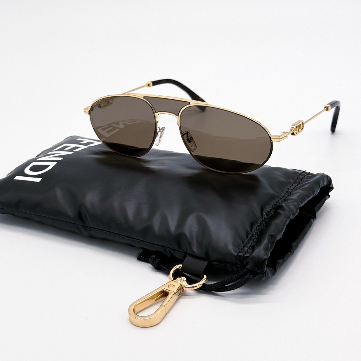 NEW FENDI FE40072U 30E SUNGLASS AVIATOR GOLD METAL UNISEX FENDI