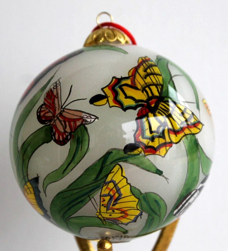 Hand Painted Glass Butterfly Ornament, with 9 Different Butterflies by BYA, 1994