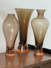 Donghia Trio Murano Glass Vases, Signed.  With Original Boxes.