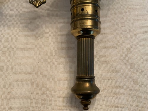 Antique brass 2 arms light fixture pendant chandelier bridge style no shades - Picture 15 of 20