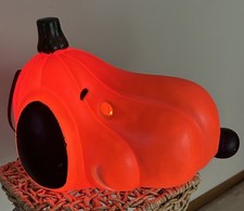 Vintage Blow Mold Light Up Snoopy Pumpkin Head Halloween Peanuts Working Light