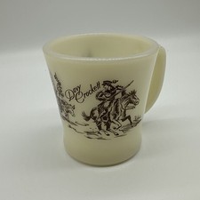 DAVY CROCKETT, Brown/White Fire King Oven Ware Mug, Milk Glass, Vintage