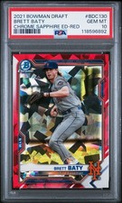2021 BOWMAN DRAFT CHROME SAPPHIRE ED RED #BDC130 BRETT BATY 4/5 PSA 10