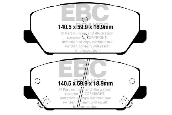 Kit De Plaquettes De Frein Sportives EBC YellowStuff Pour Hyundai i30N Kona 2.0 - Photo 2/4