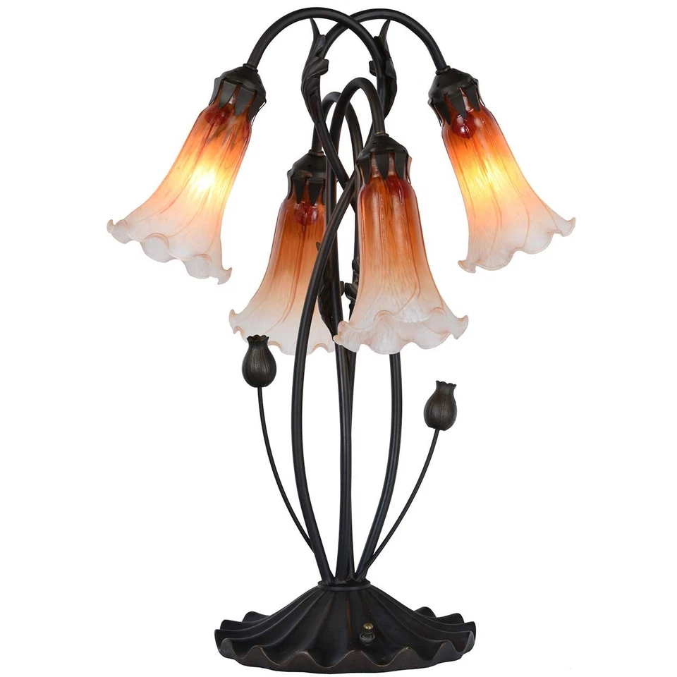 Abajur de mesa L10699 flor lírio vidro soprado acento para sala de estar quarto decoração... - Imagem 4 de 4