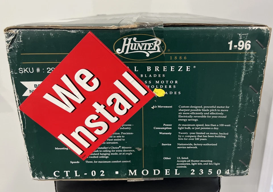 Hunter Coastal Breeze 44" Ceiling Fan 4 Blades Brass Walnut Model 23504 - Image 2 of 4