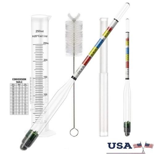 Triple Scale Hydrometer Kit Accurate Alcohol Measurement Home Brewing Essential