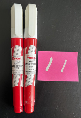 Vtg Lot of 2 Pentel Pocket Correction Fluid Pen Japan - Tested - Plenty of Ink