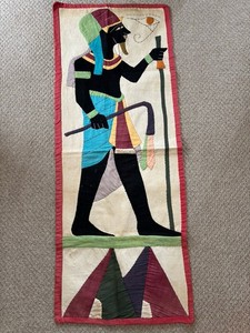 Hand Sewn Egyptian Appliqué Wall Hanging Tapestry 46.5 X 17.5 Vintage