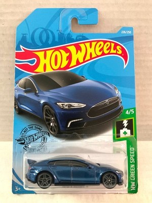 Hot Wheels TESLA MODEL S - 2019 Green Speed #226 - Blue Metallic - Elon Musk
