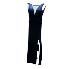 NW Nightway NWT Women’s 8 Dress Navy Blue Velvet Sleeveless Formal Maxi New