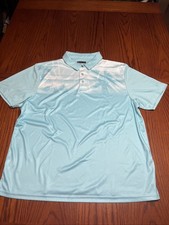 PGA TOUR Pro Series Athletic Fit light blue polo shirt mens XL Palm Trees