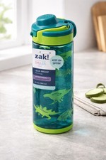 ZAK Leak Proof BPA-Free Antimicrobial Green Dinosaur Kids Water Bottle 14oz
