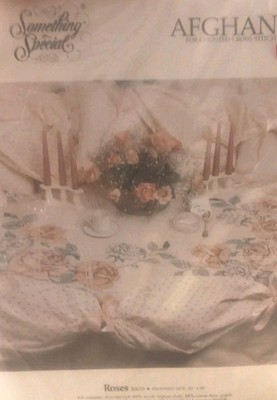 Something Special AFGHAN Counted Cross Stitch ROSES 45X58 #50633 Sealed Vtg 1991