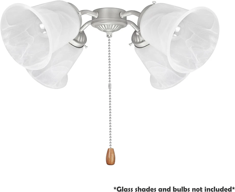 4-Light Ceiling Fan Fixture, Brushed Nickel - Image 4 of 4