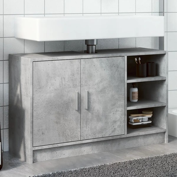 Waschbeckenunterschrank Betongrau 90X29X55 Cm Holzwerkstoff BadmöBel-image