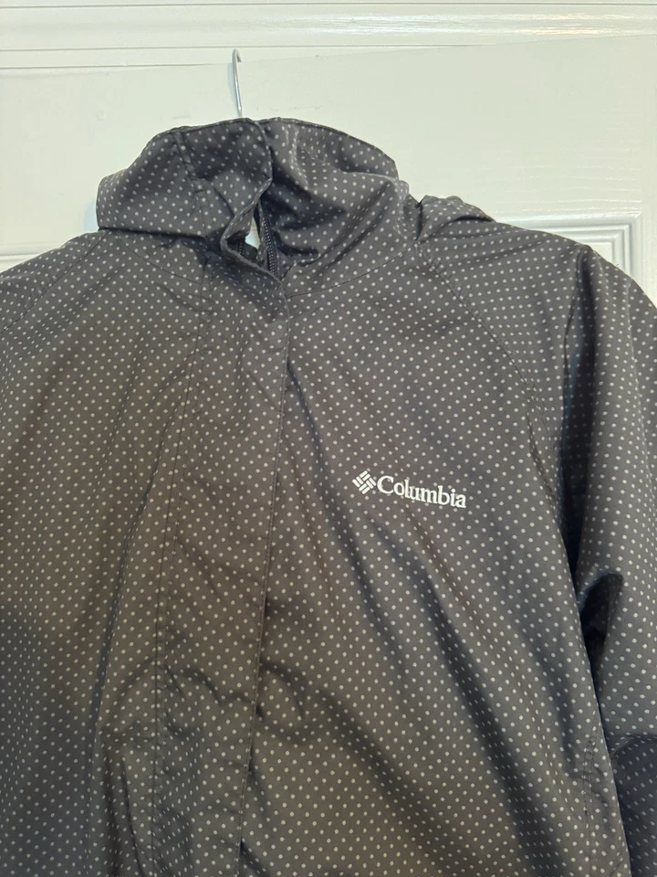 Chaqueta de lluvia Columbia para mujer azul manga larga con capucha cremallera completa talla grande Foto 2 de 4