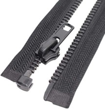 27 Inch Black Nickel Teeth Separating Jacket Zipper Heavy Duty Metal Right Hand