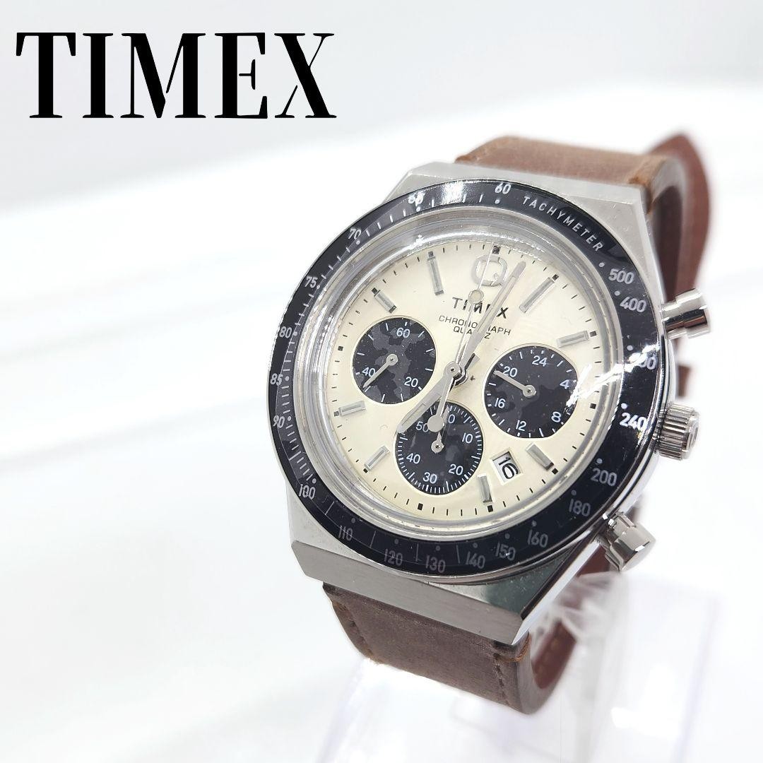 [Good condition / BOX included] Q Timex Date Chronograph Panda Watch