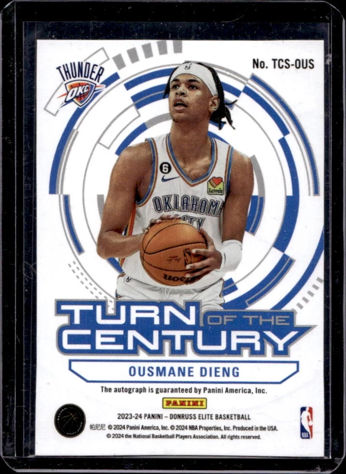 2023-24 Donruss Elite Ousmane Dieng Turn of the Century Red Auto #23/49 - Image 2 of 2