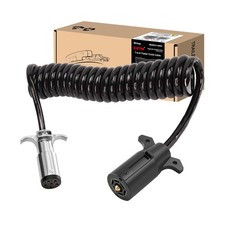 7 Pin to 6 Pin Trailer Adapter, Coiled Trailer Cord Stretches to 8 Feet, 7-Wi...
