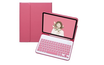 Dunkelrosa Farbe Tastatur Hülle für iPad 6./5. Generation 9,7'', Air & Air 2.