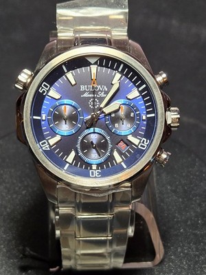 Men's Bulova Marine Star Blue Dial Chronograph 96B256 Quartz New Watch 43mm