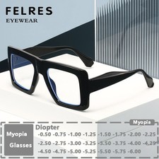 Anti Blue Light Thick Frame Square Myopia Glasses Men Women Simple Retro Glasses