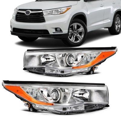 Headlights Assembly Left+Right For 2016-2014 Toyota Highlander Chrome Housing