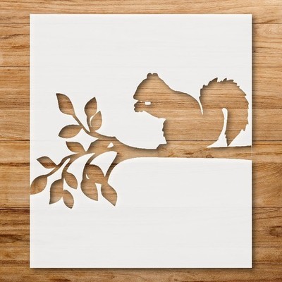 Squirrel Sitting on Branch Nature Wall Art Reusable Stencil - StencilAir