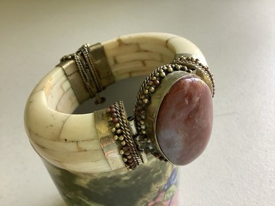 Vintage Bone And Stone Bracelet From India