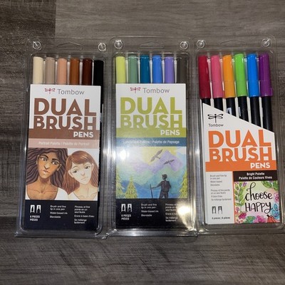 Tombow Dual Brush Bright Palette Pens 6 pack Water Based Lot of 3 NEW