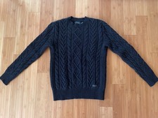 Ralph Lauren Polo Mens Cable Knit Fisherman Sweater Navy Size S
