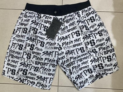 Plein Sport Men's Swimsuit White/Black Size L P6