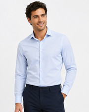 Michael Kors Mens Dress Shirt L 16 32/33 New Light Blue Design Long Sleeve