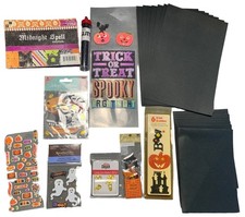 Complete Halloween Scrapbooking Kit Stickers Embellishments Black Paper Envelope