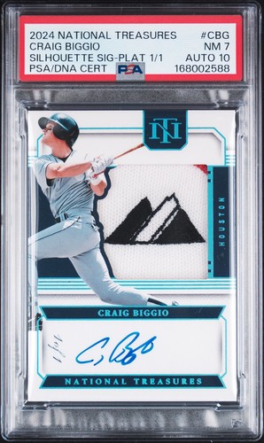 2024 Panini National Treasures Craig Biggio #SS-CBG 1/1 Auto 3 Color Patch
